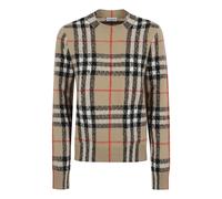 Burberry - Pull en cachemire et laine à motif check - Femme - Pulls - Brun - Taille: 42 FR