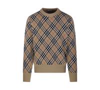Burberry - Pull en maille à carreaux en mélange de laine - Homme - Pulls - Beige - Taille: M