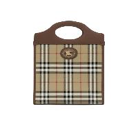 BURBERRY sac à main en coton et cuir femme beige - UNI