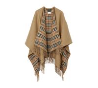 Burberry - Veste Vintage Check Réversible à Franges - Femme - Vestes - Beige - Taille: ONE Size