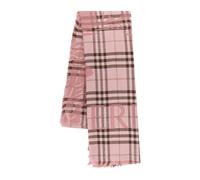 Burberry - Wide EKD Check Wool Silk Scarf - Femme - Accessoires - Rose - Taille: ONE Size