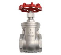 Burcgina Vanne à vanne en acier inoxydable 304, vanne en laiton NPT de 1,3 à 10,2 cm DN15-DN100 Vanne d'arrêt manuelle filetée femelle avec poignée de roue rouge, 5,1 cm