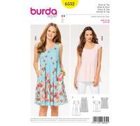 Burda 6532 Robe & Haut Femmes' Couture Motif Tailles 8 - 20 Skill: Facile