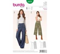 Burda 6573 Patron de couture facile pour femme Taille haute Jambe large