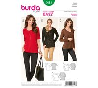 Burda 6611 T-Shirts Femmes Couture Motif Tailles 10 - 20 Skill : Super Facile