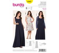 Burda 6947 Robe & Veste Femmes'Plus Couture Motif Taille 18 - 34 Skill: Facile