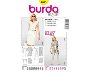 Burda 7075 Femmes'Coordonnées Couture Motif Tailles 10 - 24 Skill : Super Facile