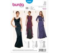 Burda Style - Patron de couture B6866, robe de soirée, 19 x 13 cm, tailles 36-48