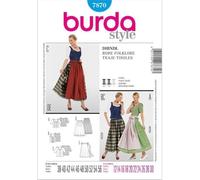 Burda Style Patron de couture B7870 – Dirndl robe folklore tailles 38–56 – Sans couleur 19 x 13 cm