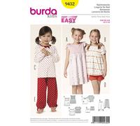 Burda Enfants 9432 Filles Pyjama Pyjamas Couture Motif Âges 3-10 Skill: S Facile