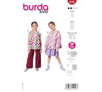 Burda kids Patron de couture en papier pour blouses filles #9195 Taille 104-146 Niveau de couture : léger