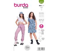 Burda kids Patron de couture pour fille #9214 Robe avec décolleté en cœur et haut avec cordon de serrage Taille 140-176