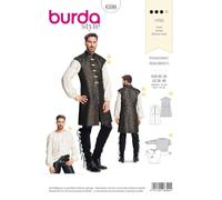 Burda Patron 6399 Chemise et gilet Renaissance homme, Blanc, de 40 à 50