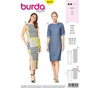 Burda Patron 6418 Robe, Blanc, Tailles EUR : de 36 à 46 (38 à 48 FR)