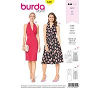 Burda Patron 6421 Robe, Blanc, de 34 à 44 (36 à 46 FR)