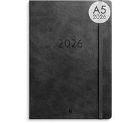 Burde Agency A5 2026 Forma Deluxe Noir - Planificateur Hebdomadaire Élégant en Simili - Organiseur Idéal pour Étudiants, Professionnels et Usage Quotidien - 176 Pages