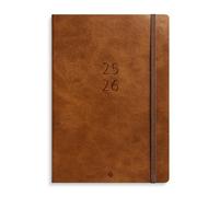Burde Agency A5 Forme Deluxe marron, planificateur hebdomadaire en simili cuir élégant, calendrier A5 2025-2026 pour étudiants, enseignants et professionnels, agenda pour rendez-vous et études