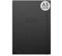 Burde Agency A5 Vega Noir 2026 - Agenda Hebdomadaire, Couverture Simili Cuir, Organiseur Pro & Scolaire (Noir 2026)