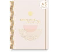 burde Life Planner Pink A5 2026, Agenda A5 - Organiseur Compact & Élégant, Planning Scolaire & Professionnel Daté, Journal Hebdomadaire, Couverture Rigide (Planner Pink (2026)
