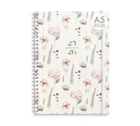 Burde Senator A5 Story Fiore Calendrier 2025/2026 Agenda hebdomadaire A5 pour étudiants, enseignants et professionnels, avec couverture à fleurs, calendrier 12 mois, format ordinateur portable