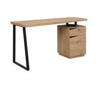 Bureau 1 tiroir et 1 porte - MDF et acier - Coloris : Chêne et noir - GOTAMA