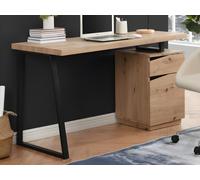 Bureau GOTAMA - 1 tiroir et 1 porte - MDF et acier - Chêne et noir