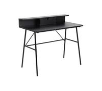 Toilinux - Bureau 1 tiroir et tablette de rangement en MDF et Métal - Noir - Florian Noir G
