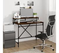 Bureau 100 × 50 × 90 Cm Avec Étagère, Table De Bureau Industrielle En Chêne Fumé Et Fer Multicolore