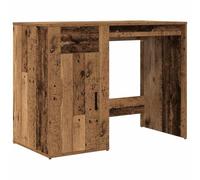 Bureau 100x49x75 cm Bois d'ingénierie Couleur Vieux Bois avec Tiroir et | Surface lisse, résistante à l'humidité, 1 tiroir, 1 armoire, porte sans poussière, montage gauche ou droit
