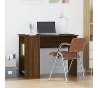 Bureau 100x55x75 Cm En Bois Contreplaqué Chêne Brun 2 Étagères Minimaliste À Fixation Murale Marron