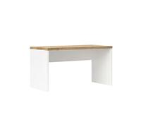 Bureau 138cm blanc laqué brillant plateau aspect bois finition Cadiz. - GENIUS -