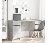 vidaXL Bureau 140x49x76 cm Bois d'ingénierie 6 tiroirs Finition gris béton
