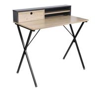 Bureau 2 niches de rangement et 1 compartiment Noir, L. 50 x l. 90 x H. 87 cm, CAMBRIDGE