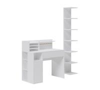 Vicco Bureau, Blanc, 2 Parties, avec bibliothèque, avec Espace de Rangement Ouvert pour Les Fournitures de Travail