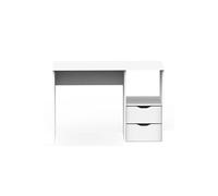 Bureau 2 tiroirs coloris blanc - Hauteur 76 x Longueur 115 x Profondeur 50 cm -PEGANE- blanc