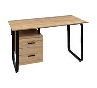 Bureau 2 Tiroirs Design "Caisson" 120cm Naturel