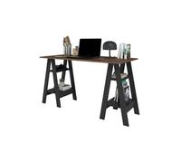 Bureau 2 Tréteaux 4 Niches Noir et Châtaignier L 135 H 75 P 60 cm - L 135 x l 60 x H 75 cm Noir