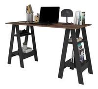 ACTUAL DIFFUSION Bureau 2 Tréteaux 4 Niches Noir et Châtaignier L 135 H 75 P 60 cm