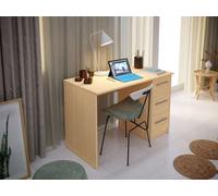 Bureau 3 tiroirs Idro Modern - Amazon Movian - Effet Hêtre