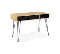 Bureau 3 tiroirs vintage NOEMI bois pied épingle