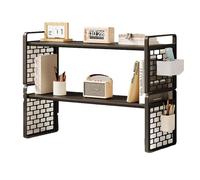 Bureau à 3 étages en fer forgé avec repose-pieds, protection antidérapante, rangement latéral pour étude et bureau à domicile, clapier compact noir (50 cm)