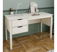 Bureau à deux tiroirs pin massif leopold blanc TU