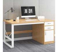 Bureau à domicile efficace - Maison avec tiroirs et armoire de rangement - Poste de travail polyvalent pour ordinateur portable et étude - Bureau de travail pratique et élégant (naturel 39 pouces)