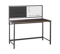 Bureau à Domicile Industriel Effet Bois Foncé Noir avec Grille pour Mémos Vince