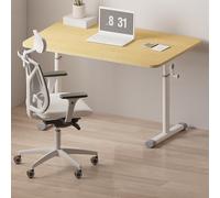 Bureau à hauteur réglable avec manivelle manuelle, poste de travail informatique de bureau à domicile, bureau ergonomique beige pour un travail et une étude efficaces, bureau polyvalent pour n'importe