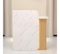Bureau à ions éclairé par LED - Comptoir verrouillable en bois avec finition marbre - 80 cm - Pour le commerce de détail - Compteur d'ions moderne pour bureau et entreprise