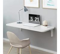 Bureau à linge mural pliable en bois peu encombrant pour la maison, le bureau ou la buanderie, 80 x 24 cm, finition blanche élégante