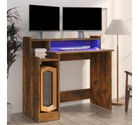 Bureau à Lumières LED Chêne Sonoma 97x45x90 cm Bois d'Ingénierie Table vidaXL