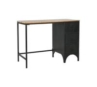 Vidaxl Bureau À Piédestal Unique Bois De Sapin Et Acier 100x50x76 Cm