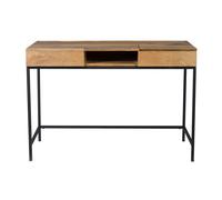 Bureau à rangements bois manguier massif et métal noir l118 cm ypster